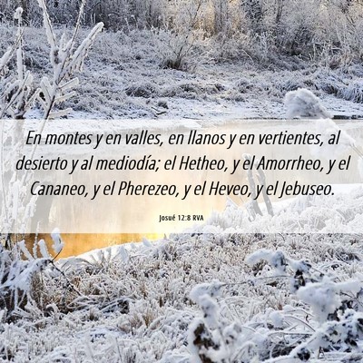 Picture 06 - Josué 12:8 RVA - En montes y en valles, en llanos y en vertientes, - Bible Verse Picture