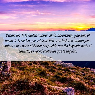 Picture 06 - Josué 8:20 RVA - Y como los de la ciudad miraron atrás, - Bible Verse Picture