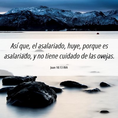 Picture 06 - Juan 10:13 RVA - Así que, el asalariado, huye, porque es - Bible Verse Picture
