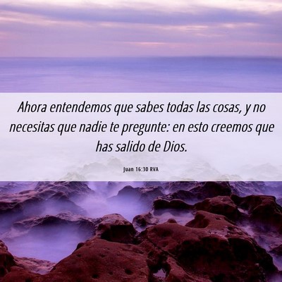 Picture 06 - Juan 16:30 RVA - Ahora entendemos que sabes todas las cosas, y no - Bible Verse Picture