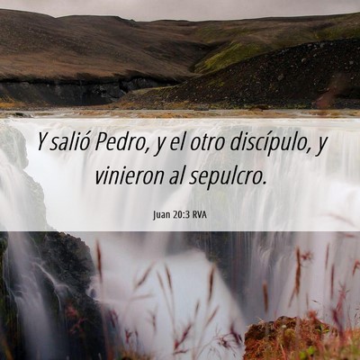 Picture 06 - Juan 20:3 RVA - Y salió Pedro, y el otro discípulo, y vinieron - Bible Verse Picture