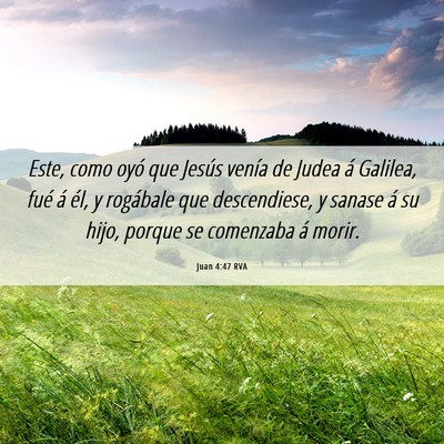 Picture 06 - Juan 4:47 RVA - Este, como oyó que Jesús venía de Judea á - Bible Verse Picture
