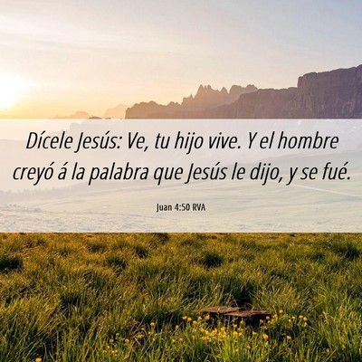 Picture 06 - Juan 4:50 RVA - Dícele Jesús: Ve, tu hijo vive. Y el hombre - Bible Verse Picture