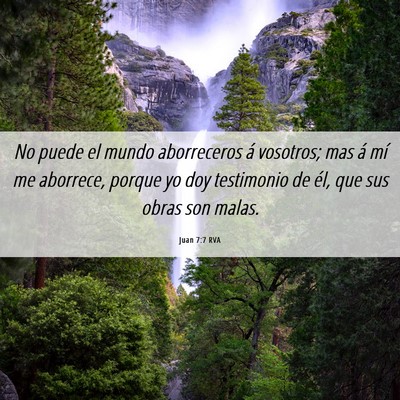Picture 06 - Juan 7:7 RVA - No puede el mundo aborreceros á vosotros; mas á - Bible Verse Picture