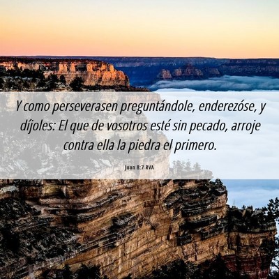 Picture 06 - Juan 8:7 RVA - Y como perseverasen preguntándole, enderezóse, - Bible Verse Picture