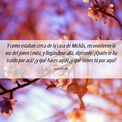 Picture 06 - Jueces 18:3 RVA - Y como estaban cerca de la casa de Michâs, - Bible Verse Picture