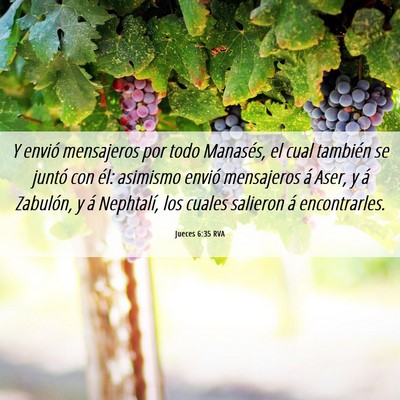 Picture 06 - Jueces 6:35 RVA - Y envió mensajeros por todo Manasés, el cual - Bible Verse Picture