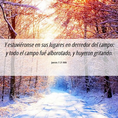 Picture 06 - Jueces 7:21 RVA - Y estuviéronse en sus lugares en derredor del - Bible Verse Picture