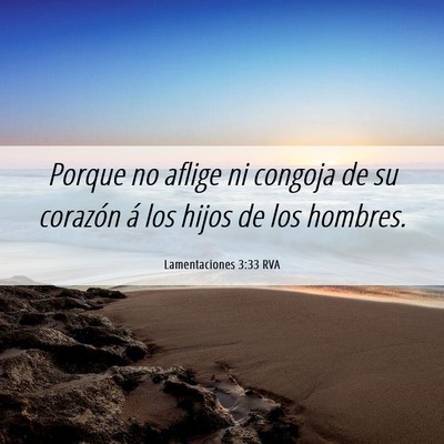 Picture 06 - Lamentaciones 3:33 RVA - Porque no aflige ni congoja de su corazón á los - Bible Verse Picture