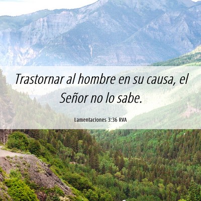 Picture 06 - Lamentaciones 3:36 RVA - Trastornar al hombre en su causa, el Señor no lo - Bible Verse Picture