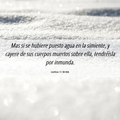 Picture 06 - Levítico 11:38 RVA - Mas si se hubiere puesto agua en la simiente, y - Bible Verse Picture