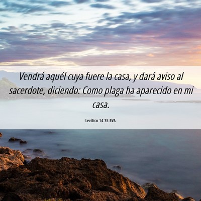 Picture 06 - Levítico 14:35 RVA - Vendrá aquél cuya fuere la casa, y dará aviso - Bible Verse Picture
