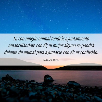 Picture 06 - Levítico 18:23 RVA - Ni con ningún animal tendrás ayuntamiento - Bible Verse Picture