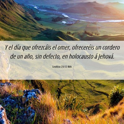 Picture 06 - Levítico 23:12 RVA - Y el día que ofrezcáis el omer, ofreceréis un - Bible Verse Picture