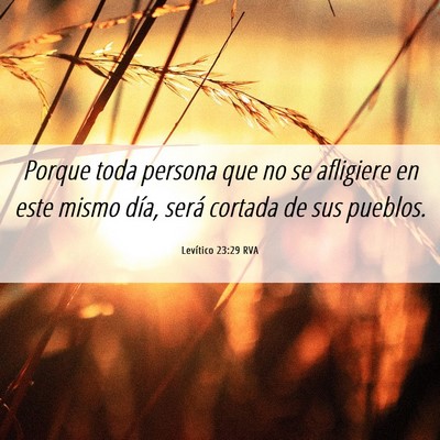 Picture 06 - Levítico 23:29 RVA - Porque toda persona que no se afligiere en este - Bible Verse Picture