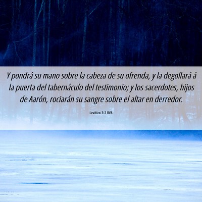 Picture 06 - Levítico 3:2 RVA - Y pondrá su mano sobre la cabeza de su ofrenda, - Bible Verse Picture