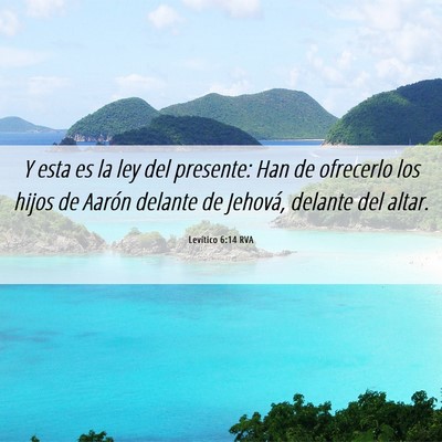 Picture 06 - Levítico 6:14 RVA - Y esta es la ley del presente: Han de ofrecerlo - Bible Verse Picture