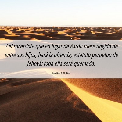 Picture 06 - Levítico 6:22 RVA - Y el sacerdote que en lugar de Aarón fuere - Bible Verse Picture