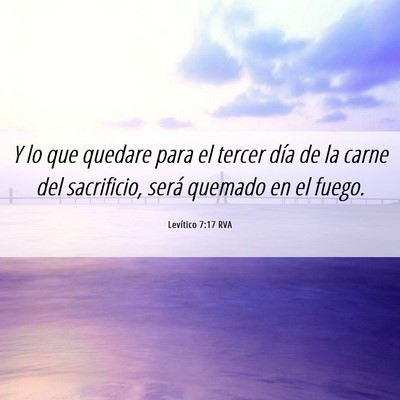 Picture 06 - Levítico 7:17 RVA - Y lo que quedare para el tercer día de la carne - Bible Verse Picture