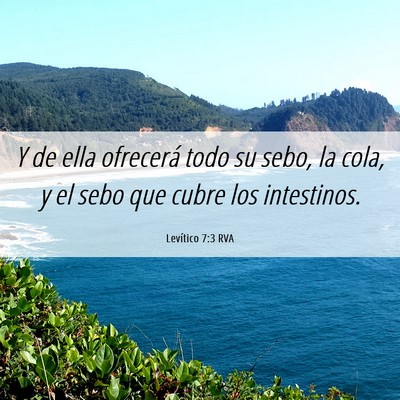 Picture 06 - Levítico 7:3 RVA - Y de ella ofrecerá todo su sebo, la cola, y el - Bible Verse Picture