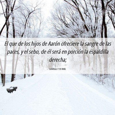 Picture 06 - Levítico 7:33 RVA - El que de los hijos de Aarón ofreciere la sangre - Bible Verse Picture