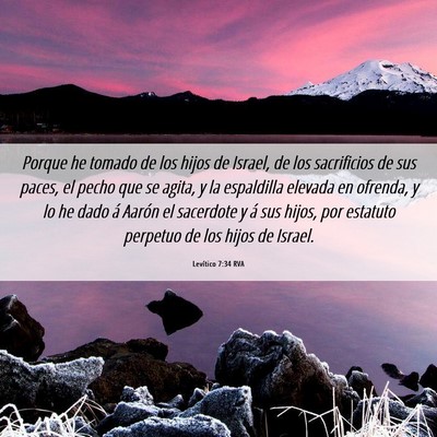 Picture 06 - Levítico 7:34 RVA - Porque he tomado de los hijos de Israel, de los - Bible Verse Picture