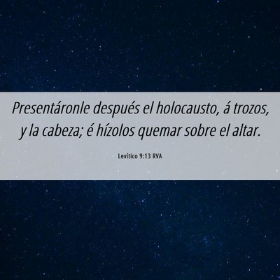 Picture 06 - Levítico 9:13 RVA - Presentáronle después el holocausto, á trozos, - Bible Verse Picture