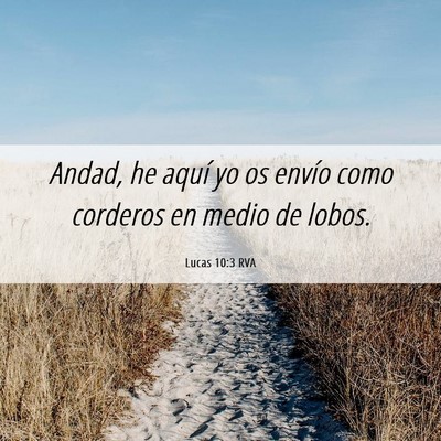 Picture 06 - Lucas 10:3 RVA - Andad, he aquí yo os envío como corderos en - Bible Verse Picture