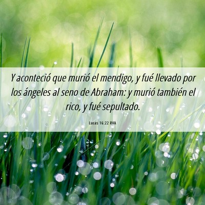 Picture 06 - Lucas 16:22 RVA - Y aconteció que murió el mendigo, y fué - Bible Verse Picture