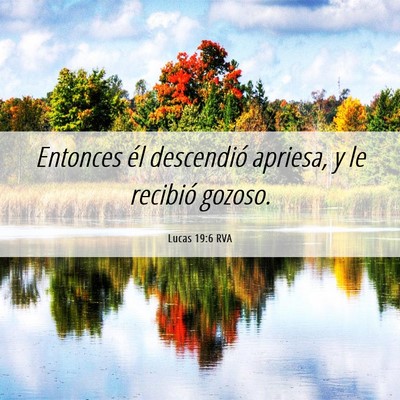 Picture 06 - Lucas 19:6 RVA - Entonces él descendió apriesa, y le recibió - Bible Verse Picture
