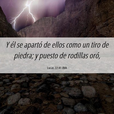 Picture 06 - Lucas 22:41 RVA - Y él se apartó de ellos como un tiro de piedra; - Bible Verse Picture