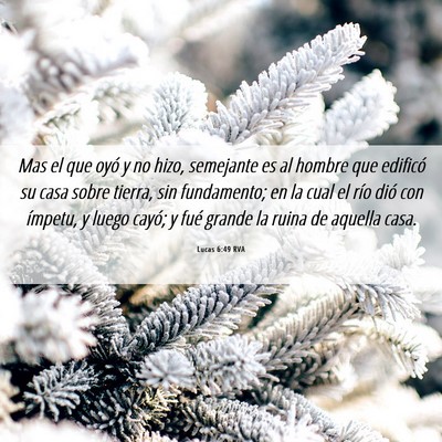 Picture 06 - Lucas 6:49 RVA - Mas el que oyó y no hizo, semejante es al hombre - Bible Verse Picture