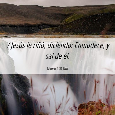 Picture 06 - Marcos 1:25 RVA - Y Jesús le riñó, diciendo: Enmudece, y sal de - Bible Verse Picture