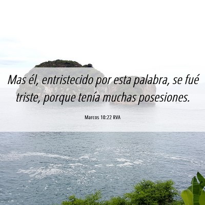 Picture 06 - Marcos 10:22 RVA - Mas él, entristecido por esta palabra, se fué - Bible Verse Picture