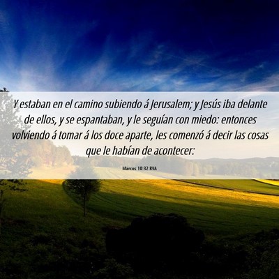 Picture 06 - Marcos 10:32 RVA - Y estaban en el camino subiendo á Jerusalem; y - Bible Verse Picture