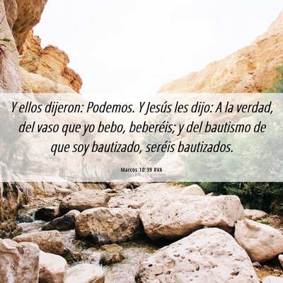 Picture 06 - Marcos 10:39 RVA - Y ellos dijeron: Podemos. Y Jesús les dijo: A la - Bible Verse Picture