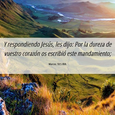 Picture 06 - Marcos 10:5 RVA - Y respondiendo Jesús, les dijo: Por la dureza de - Bible Verse Picture