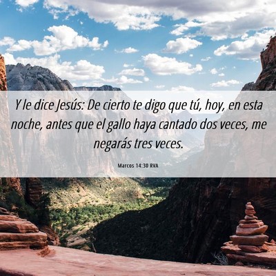 Picture 06 - Marcos 14:30 RVA - Y le dice Jesús: De cierto te digo que tú, hoy, - Bible Verse Picture