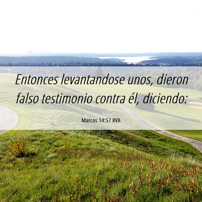 Picture 06 - Marcos 14:57 RVA - Entonces levantandose unos, dieron falso - Bible Verse Picture