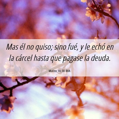 Picture 06 - Mateo 18:30 RVA - Mas él no quiso; sino fué, y le echó en la - Bible Verse Picture