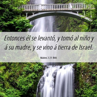 Picture 06 - Mateo 2:21 RVA - Entonces él se levantó, y tomó al niño y á - Bible Verse Picture