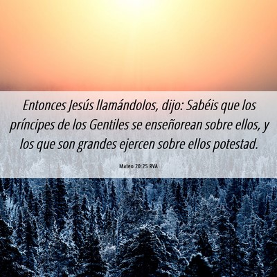 Picture 06 - Mateo 20:25 RVA - Entonces Jesús llamándolos, dijo: Sabéis que - Bible Verse Picture