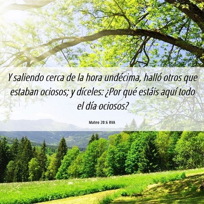 Picture 06 - Mateo 20:6 RVA - Y saliendo cerca de la hora undécima, halló - Bible Verse Picture