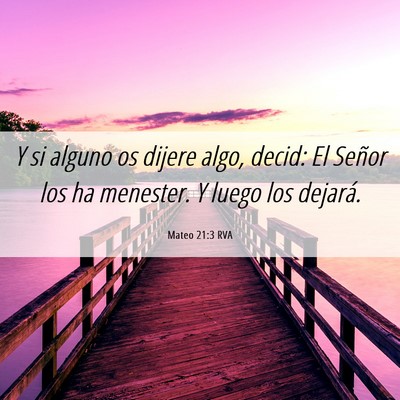Picture 06 - Mateo 21:3 RVA - Y si alguno os dijere algo, decid: El Señor los - Bible Verse Picture