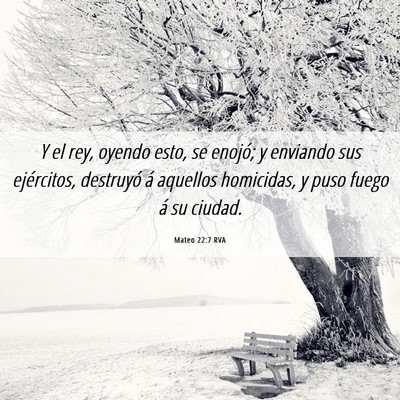 Picture 06 - Mateo 22:7 RVA - Y el rey, oyendo esto, se enojó; y enviando sus - Bible Verse Picture