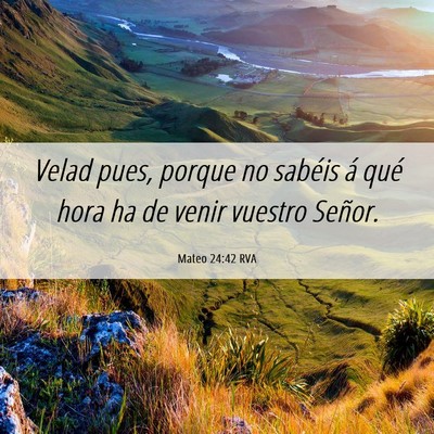Picture 06 - Mateo 24:42 RVA - Velad pues, porque no sabéis á qué hora ha de - Bible Verse Picture