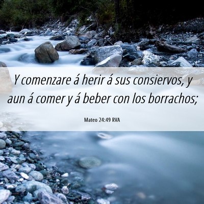 Picture 06 - Mateo 24:49 RVA - Y comenzare á herir á sus consiervos, y aun á - Bible Verse Picture