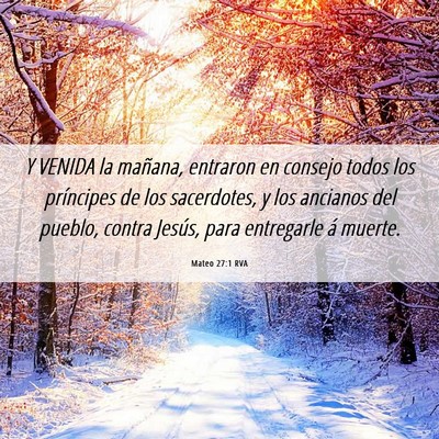Picture 06 - Mateo 27:1 RVA - Y VENIDA la mañana, entraron en consejo todos - Bible Verse Picture