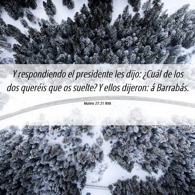 Picture 06 - Mateo 27:21 RVA - Y respondiendo el presidente les dijo: ¿Cuál de - Bible Verse Picture