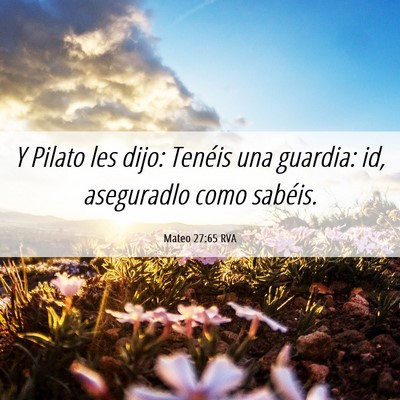 Picture 06 - Mateo 27:65 RVA - Y Pilato les dijo: Tenéis una guardia: id, - Bible Verse Picture
